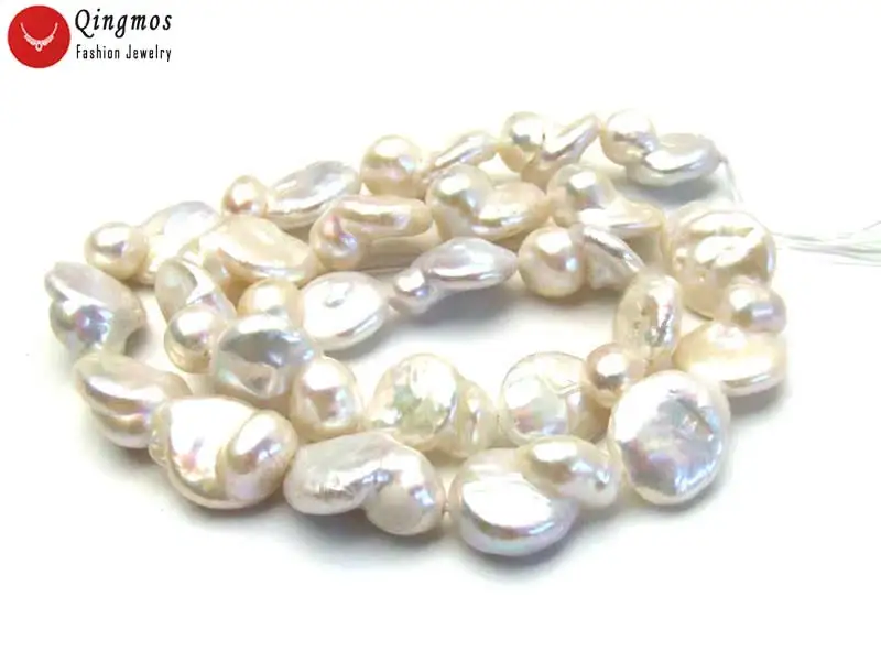 

Qingmos 13*18mm Baroque Natural Freshwater White Pearl Loose Beads for Jewelry Making DIY Necklace Bracelet Earring Strands 14''