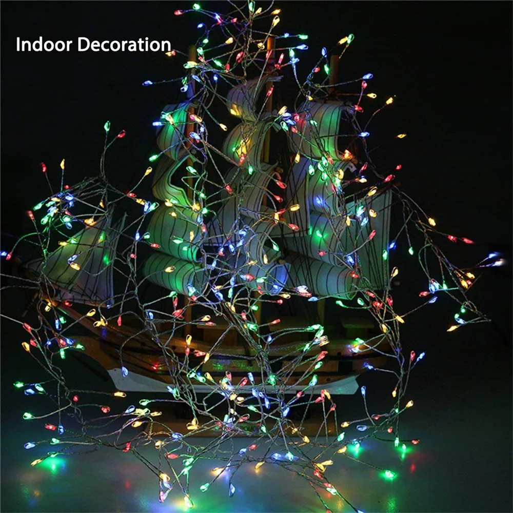 2M 5M Copper Wire LED String Lights Firecracker Fairy Garland Light for Christmas Window Wedding Party Battery Operated