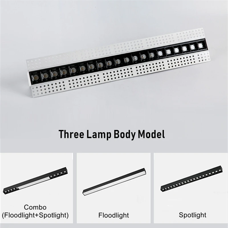 Framless Recessed Magnetic Linear Lamp Ra90 LED Dimmable Ceiling Borderless Long Strip Spotlight Grille Light for Living Room