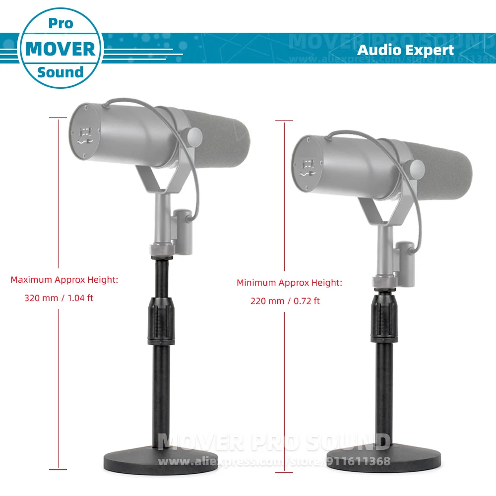 For SHURE SM7B SM 7B 7 B Mic Adjustable Height Table Desk Style Microphone Stand Tabletop Desktop Bracket Holder Boom Mount