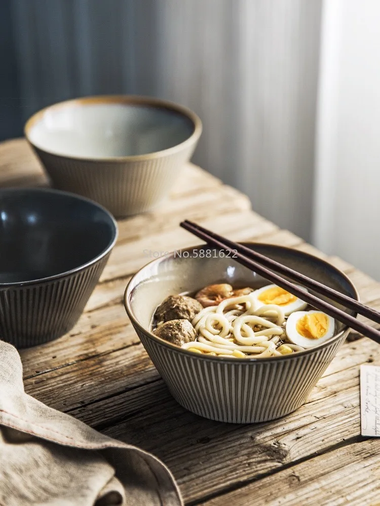 1pcs New Japanese Ramen Bowl Retro Udon Bowl Household Restaurant Ceramic Bowl New Bowls