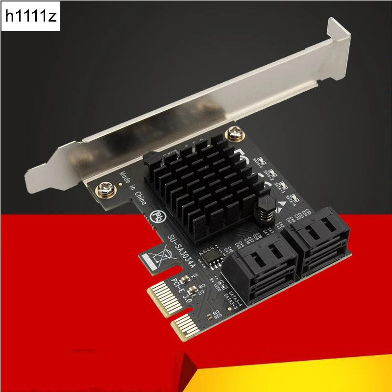 

Chia Mining Riser PCIe to 4 Port SATA 3.0 6Gbps SSD Adapter PCI-e PCI Express Gen3 x1 SATA Controller Expansion Card Add On Card