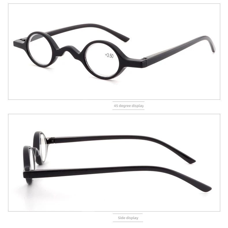 Sighttoo Kleine Rahmen Gläser Lupe Mini Lesebrille Männer Retro Runde Brillen Mit Fall Männlichen Verordnung Gläser + 3,5 – Detail 8
