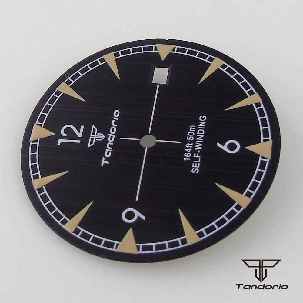 Tandorio Steel Replacement 33.5MM Watch Dial Hand Set fit NH35A Luminous Marks