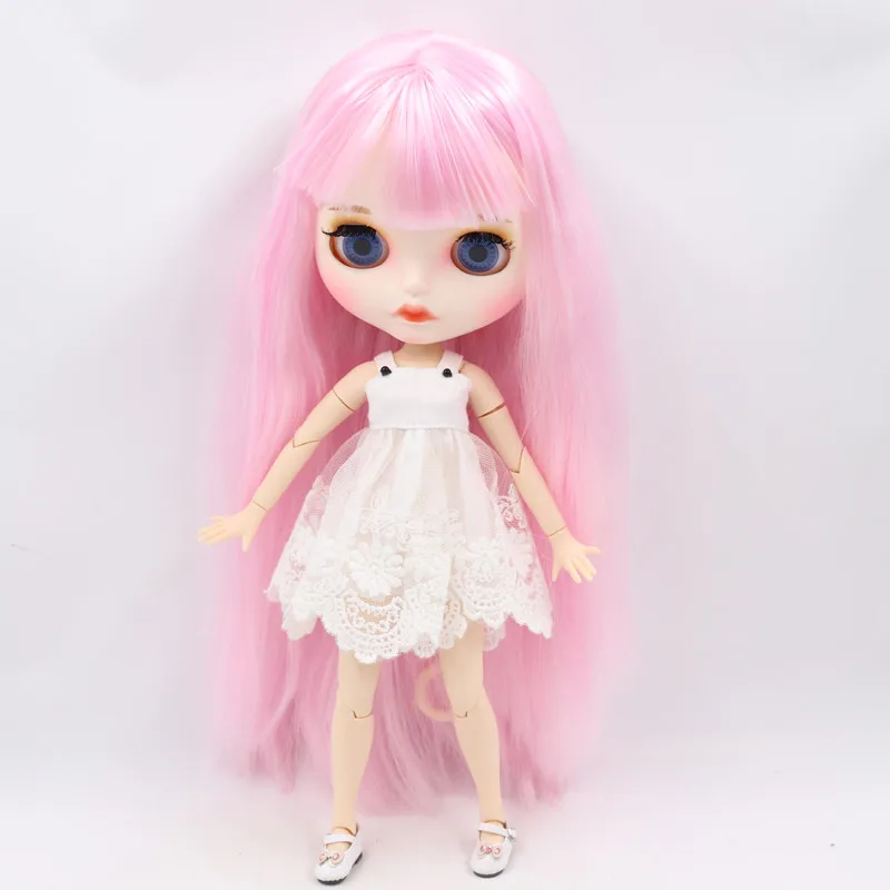 ICY DBS Blyth Doll New matte face  white skin 1/6 joint body Pink hair DIY sd gift toy