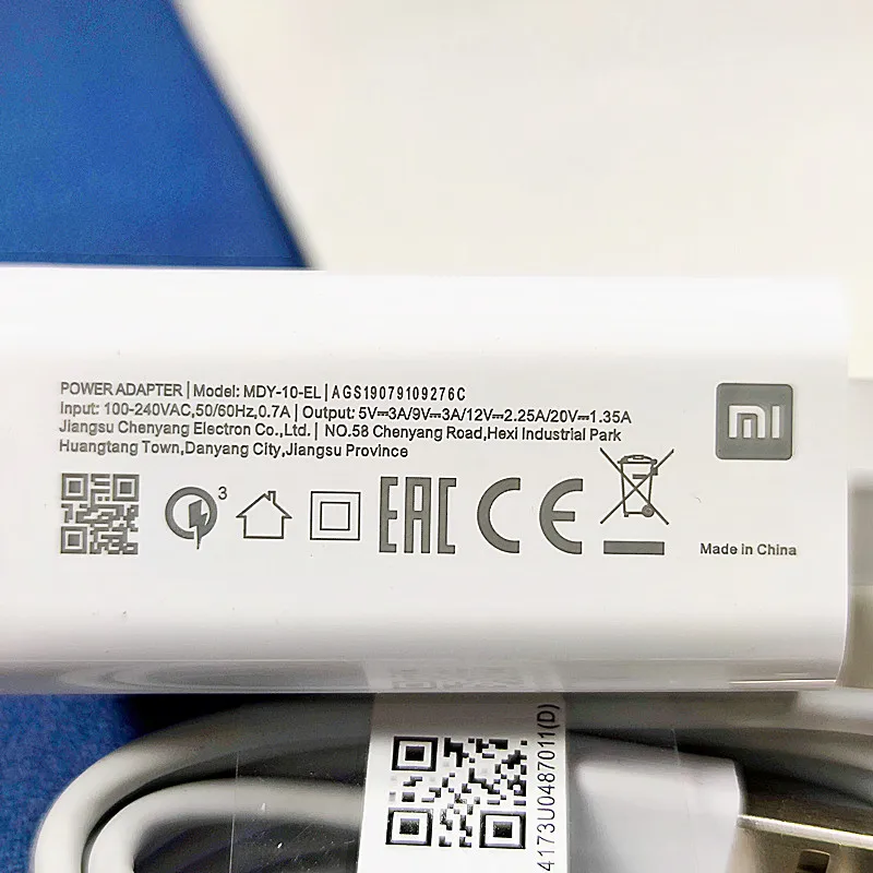 xiaomi Fast charger 27W Original EU QC 4.0 turbo quick charge adapter usb type c cable for mi 9 9t pro k20 pro mi note 10 lite