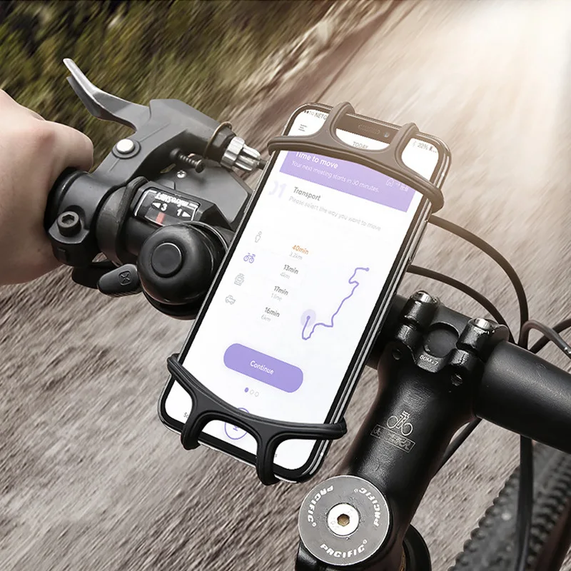 Silicone Phone Holder Bicycle Motorcycle 360 Rotatable GPS Stand Anti-drop Elasticity Mobile Bracket For IPhone13 Xiaomi Samsung