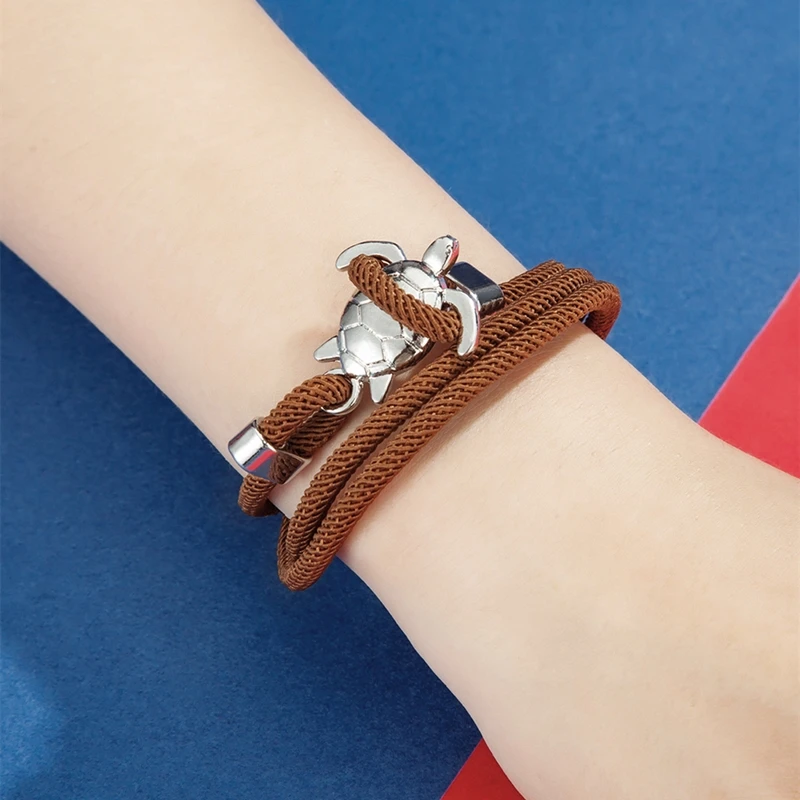 MKENDN Navy Stil Schildkröte Multilayer Milan Seil Armband Charms Seablue Seil Männer Frauen Strand Armband Einstellbare Schmuck Homme – Detail 3