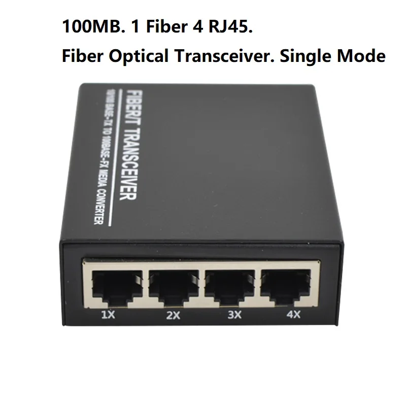 

10/100M 1 Fiber port 4 RJ45 Ethernet ports Fiber Optical Transceiver SingleMode Fiber Media Converter Fibre Optical Transceiver