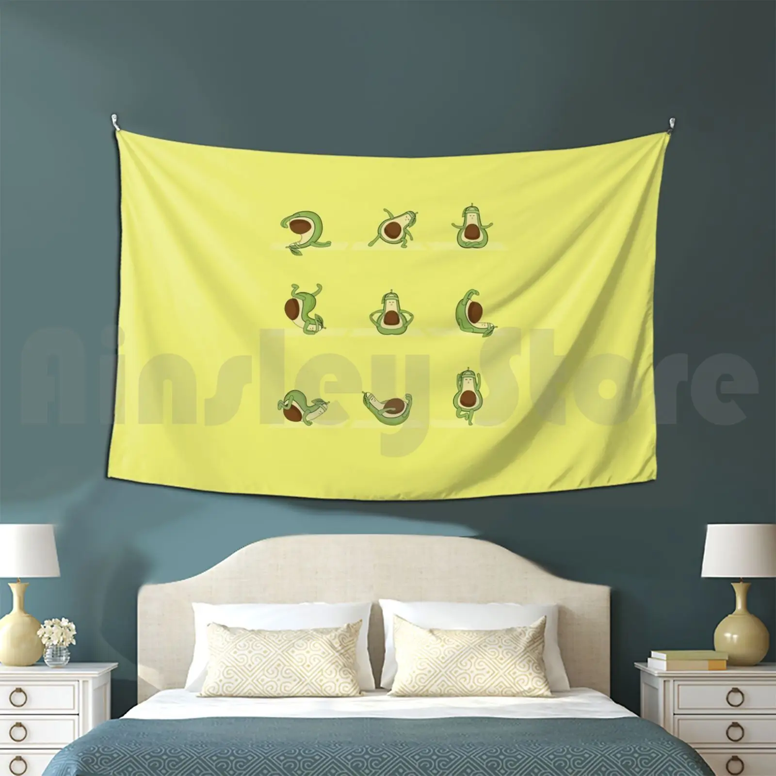 Avocado Yoga Tapestry Living Room Bedroom Avocado Yoga Avocado Yoga Cute Avocado Funny Avocado Funny Fruit Vegan Design