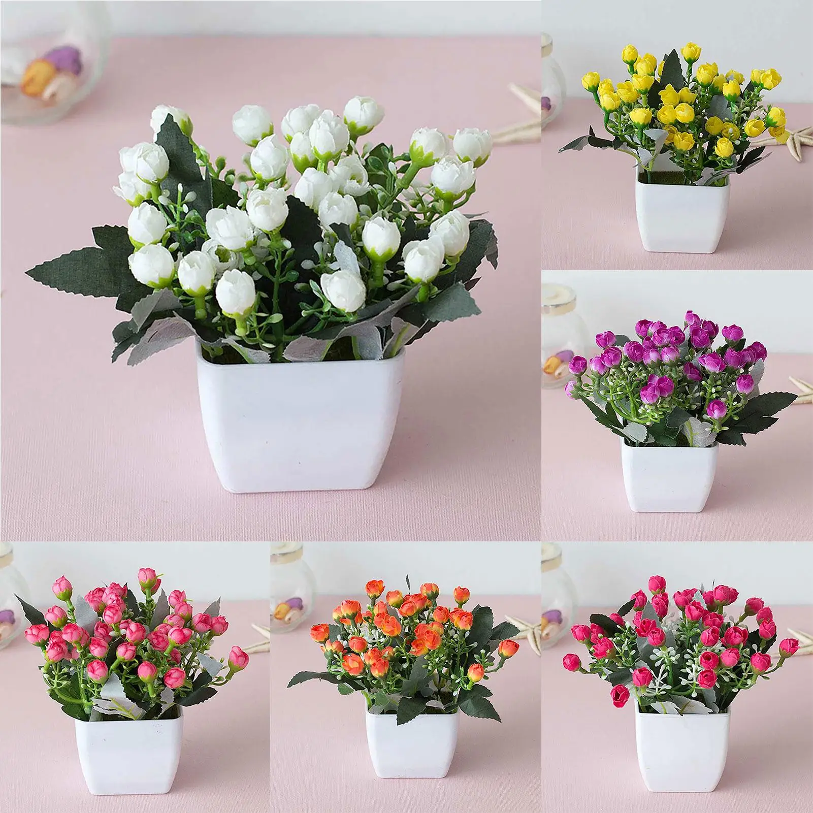 Artificial Flower Bonsai Plastic Small Tree Pot Home Table Garden Decor Prop Artificial Bonsai Vases Party Decoration