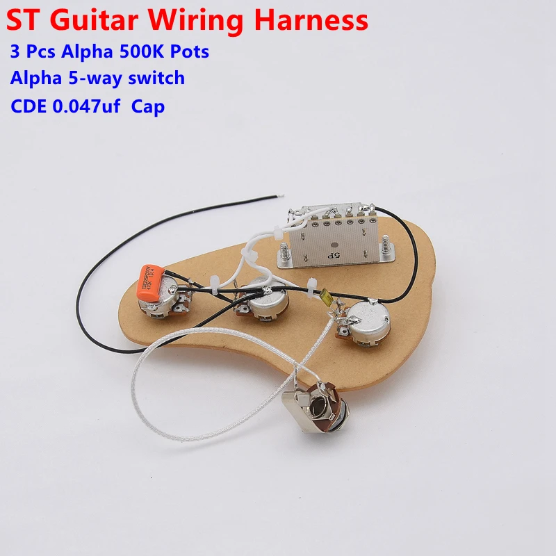 1 Set SSH Electric Guitar Wiring Harness ( 3x 500K Pots + 5-Way Switch + Jack ) for ST  Guitar Kit