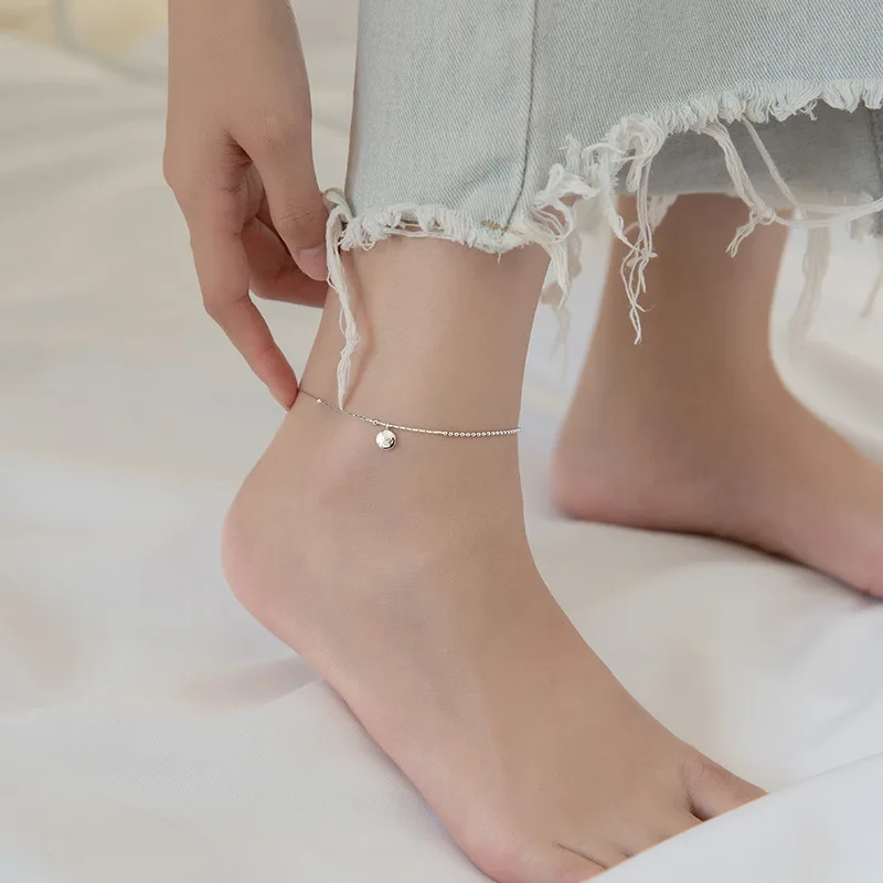 

MIQIAO Lucky Leg Chain Female Bracelet Women Fashion Real Silver 925 Anklet Ornament Bracelets For Feet Beach Accessories 2020