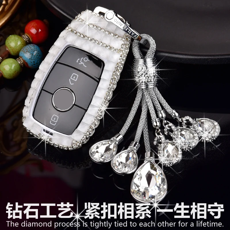 

Diamond inlay Car key bag car key case car key chain suitable for benz glc260 C200L glk300 gla200 Automotive interior