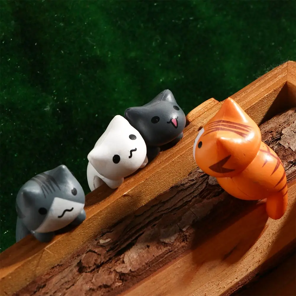 5Pcs/Set Cute Cartoon Lazy Cats For Micro Landscape Kitten Landscape Figurines Home Garden Decorations Random Color