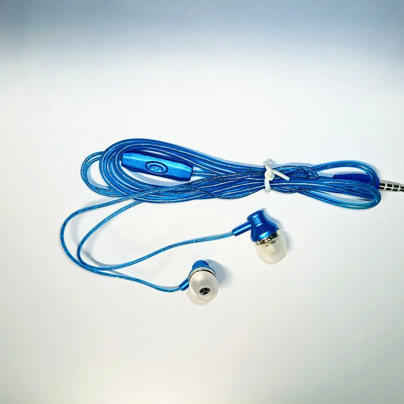 

100 Pcs Blue portable Cheap headphones 3.5mm In-ear earphones Fashion fragrance With Mic for Phone MP3 mp4