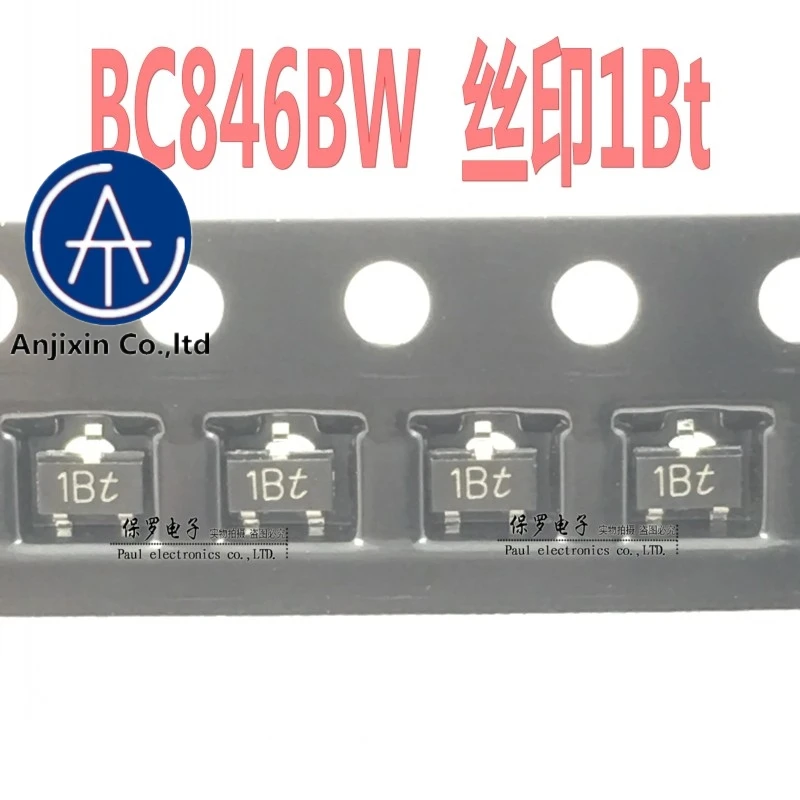 Novo transistor original 100% bc846bw bc846 tela de seda 1bt sot-323 estoque real, com 10 peças