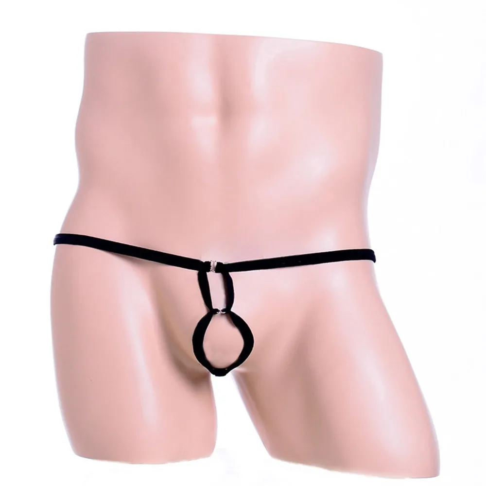 T-Back G-string Front O-ring Mens Sexy Thongs Briefs Underpants Men Penis Hole Underwear Cock Ring Gay Sex lingerie Open Crotch