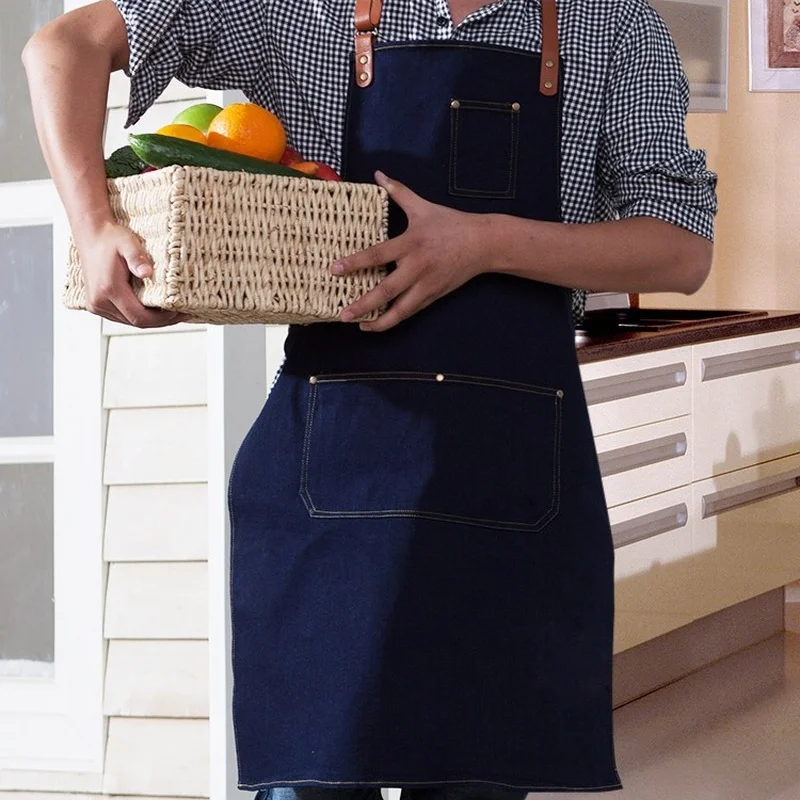 Phụ Nữ Vải Lanh Cotton Tạp Dề Không Tay Pinafore Nhà Bếp Nấu Ăn Bán Hoa Tạp Dề Vòng Dây Có Thể Điều Chỉnh Dây Đôi Móc Khóa Đầm