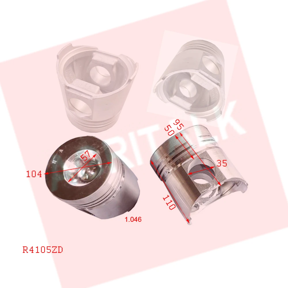 

Set of piston for Weifang R4105ZD, Please check the dimenssions firstly, part number: