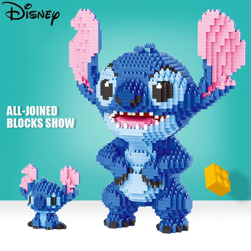 Disney Lilo Stitch Building Blocks DIY Figure Model Toys Children Bricks Montessori Color Shape Early Learning Stress Relief Aid