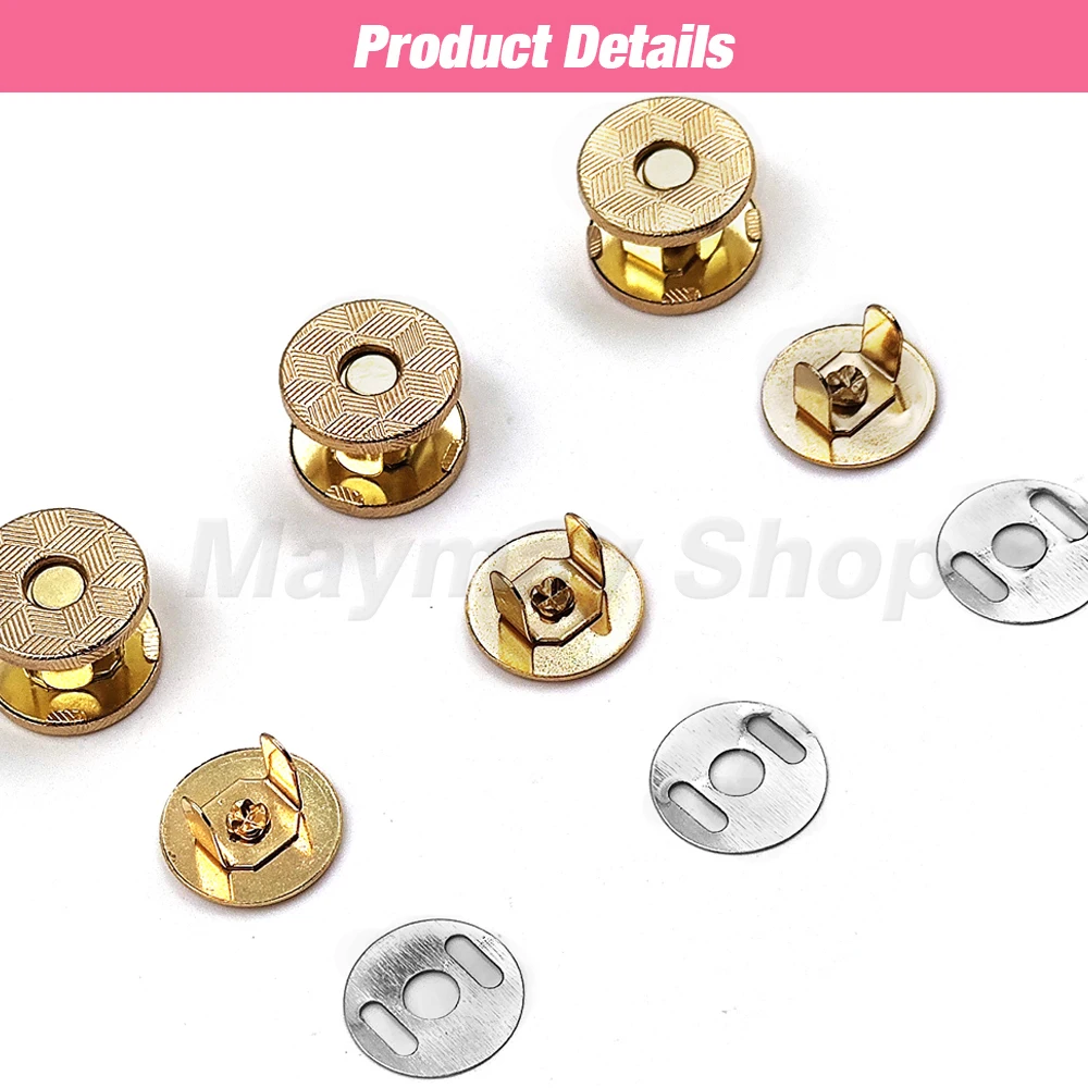 10sets/lot 10mm-18mm Magnetic Buttons Bags Magnet Automatic Adsorption Buckle Wallet Buttons Metal Thin Buttons Snaps With Tool