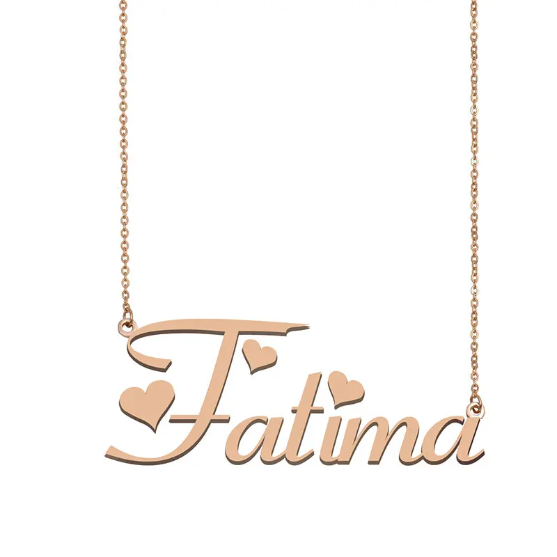 Fatima Name Necklace Personalised Stainless Steel for Women Letters Pendant Girls Mom Jewelry Gift