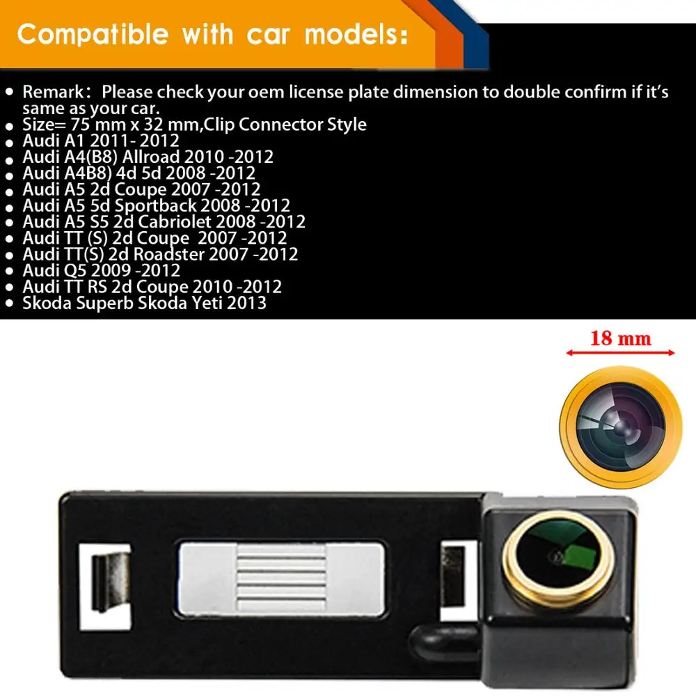 Misayaee Car Rear View Golden Camera Plate Light for Audi A1 A4 B8 4d A5 2D 5D S5 TT Roadster Q5 RS Coupe Skoda Superb Yeti