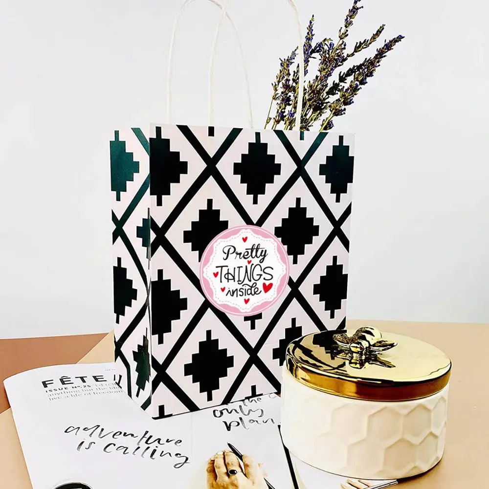 Round "Pretty Gift" Self-Adhesive Sticker Sealing Label Roll Packaging Decoration Handmade Stationery 50-500pcs