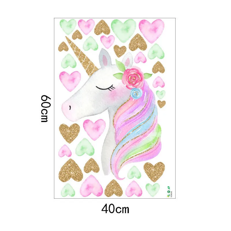 colorful unicorn heart wall sticker living room bedroom home decor wall stickers for kids rooms decoracion