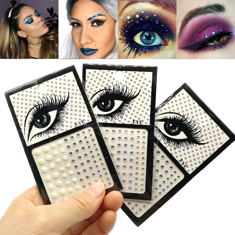 Mermaid Crystal Temporary Tattoo Sticker Glitter 3D Eyeliner Eyebrow Makeup Body Face Eyes Diamond Rock Rhinestone Stickers