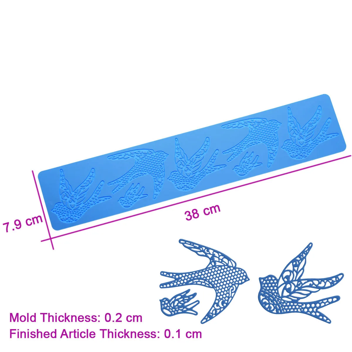 Sugarcraft Sugar Lace Mould Bird Swallow Shape Gumpaste Fondant Mold Silicone For Cake Decorating Lace Mat