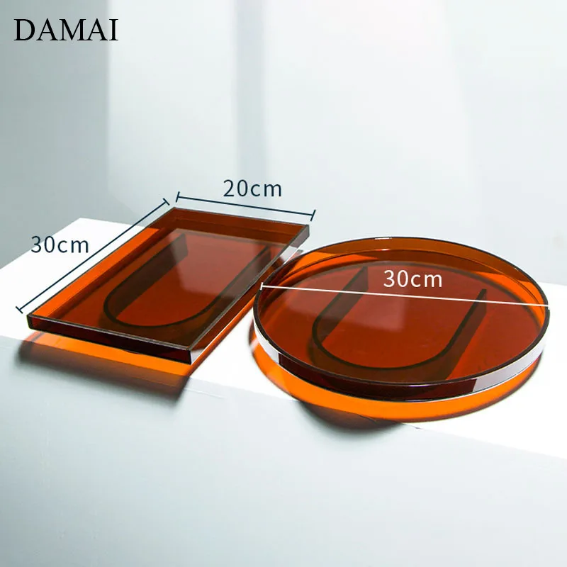 Nordic Simple Acrylic Trays Decorative Brown Coffee Table Teacup Coffee Cup Organizer Bathroom Decoration Wash Set Storage Tray