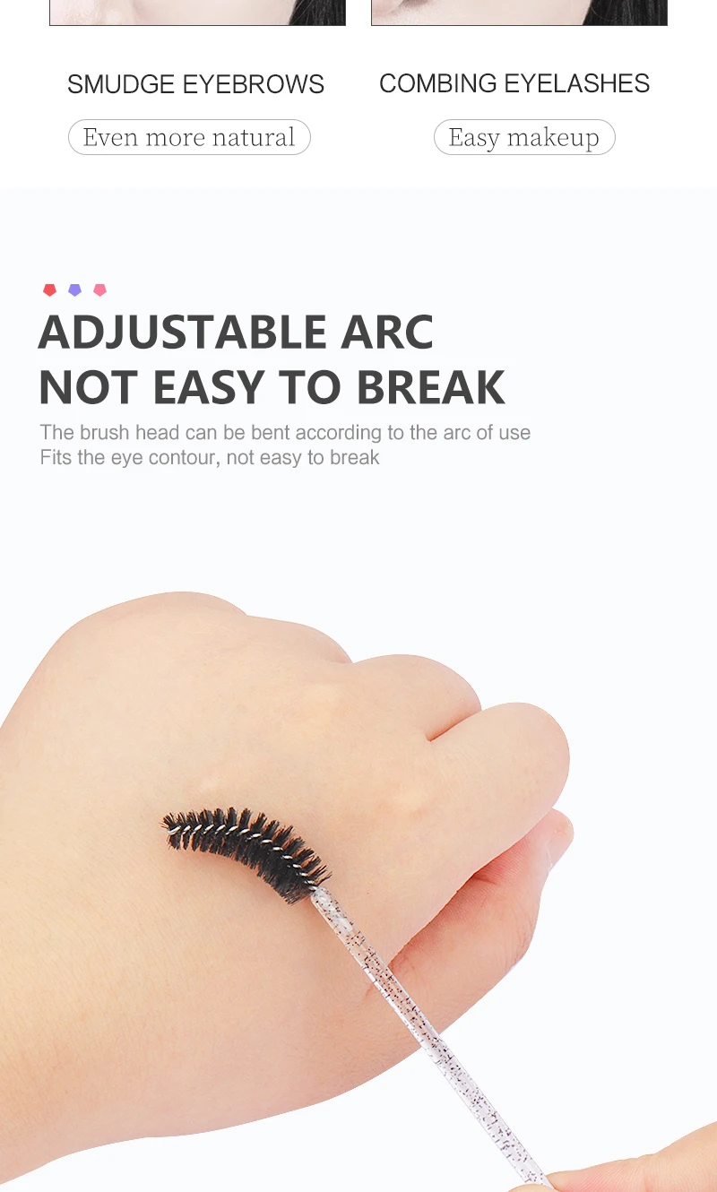 100 stücke Einweg-Wimpern verlängerung Make-up Pinsel Augenbrauen Kamm Mikro bürste mit Box Kristall griff Mascara Zauberstäbe Wimpern heben Werkzeug – Detail 5