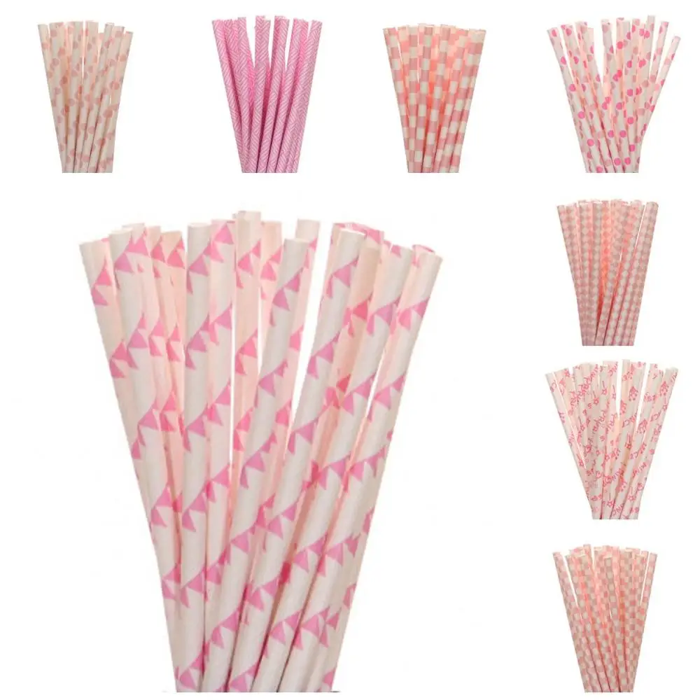 

25pcs/lot Light Pink Paper Straws For Kids Birthday Party Decorations Wedding Decorative Bachelorette Party Supplies BabyShower