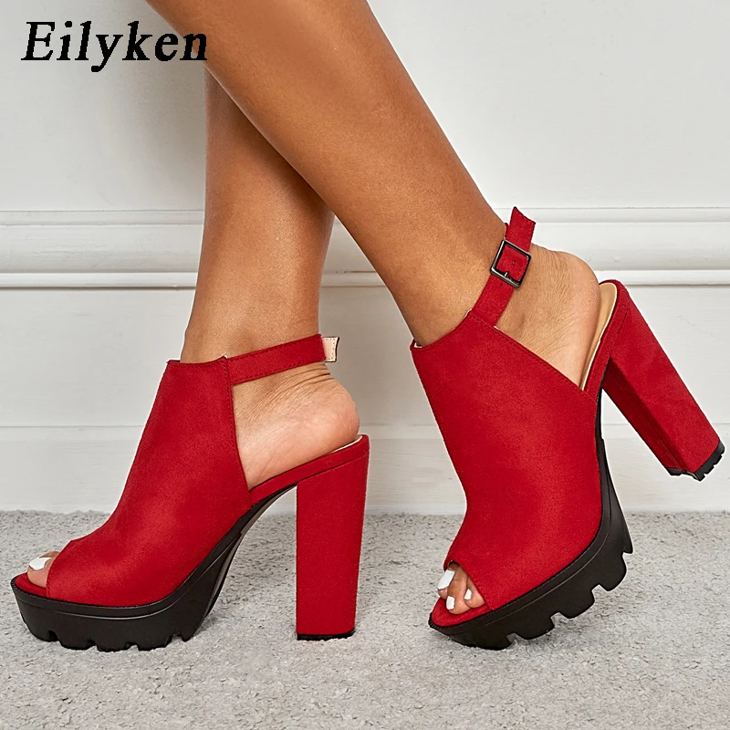 Eilyken Gladiator Platform Women Sandals High Heels Strap Pumps Buckle Strap Shoes Fashion Summer Ladies Shoes SIZE 35-42