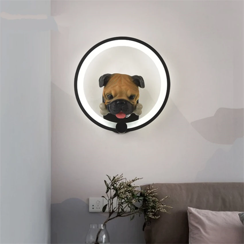 Animal Puppy Shade Wall Lamps Boy Bedroom Cartoon Children's Room Bedside Lamps Reading Study Wall Sconces Lights Deco Fixtures