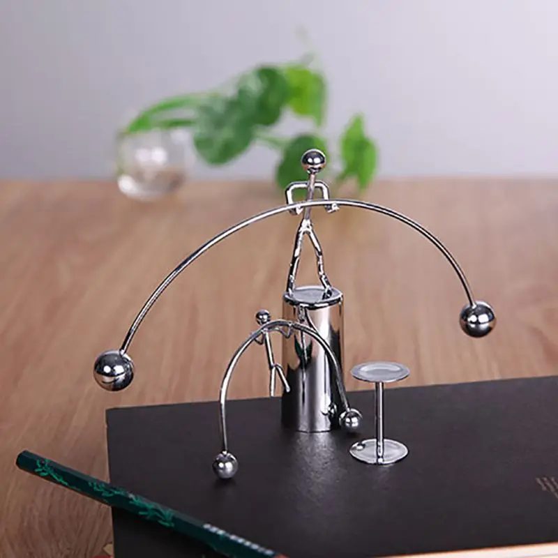 Creative Balance Perpetual Home Motion Pendulum Table Toy Iron Office Newton Man Weightlifting Decoration