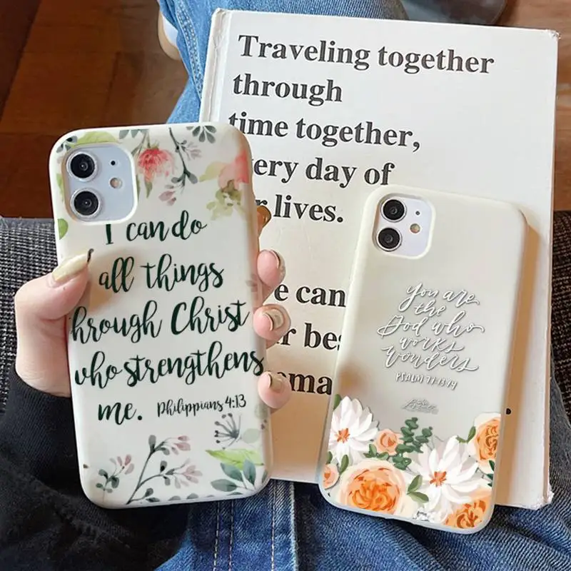 Versículo de la Biblia Filipenses Jesucristo Cristiano Funda de teléfono Color sólido suave para iPhone 11 12 13 mini pro XS MAX 8 7 6S Plus X XR