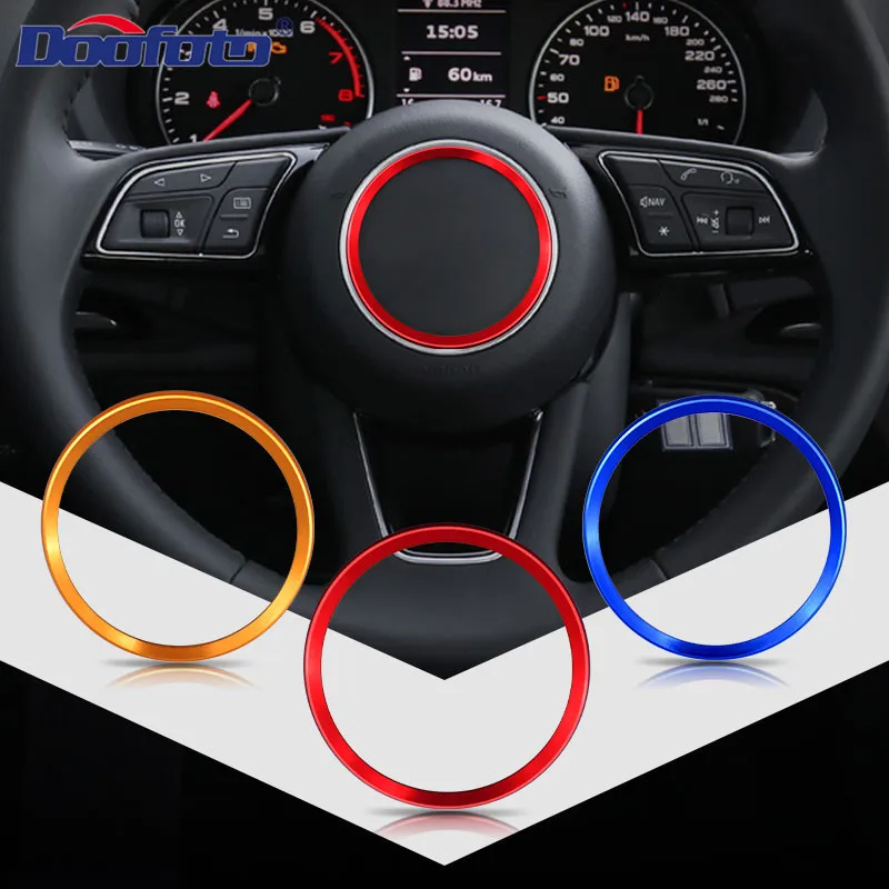 Decorative stick Steering Wheel Rings Center Accessories Covers Case For Audi A3 A4 A6 A6L Q3 Q5 B9 2017 2018 Circle Car Styling