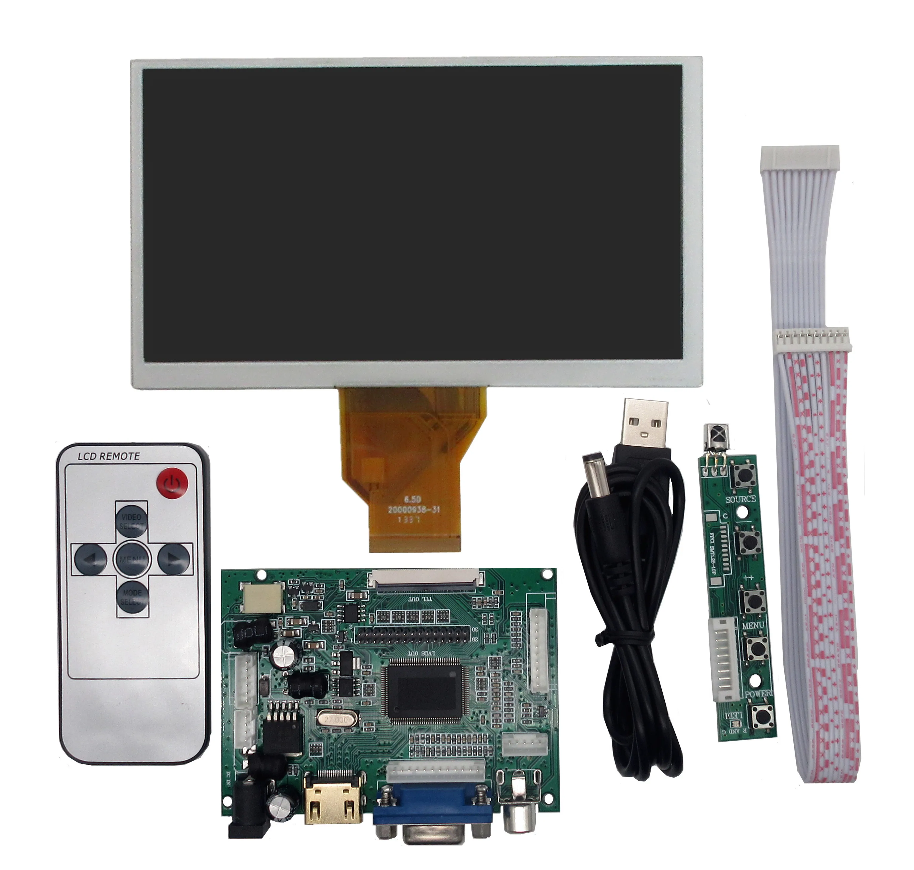 6.5 Inch 800*480 AT065TN14 LCD Screen Display Monitor With Driver Control Board VGA HDMI-Compatible For Raspberry Pi Banana Pi
