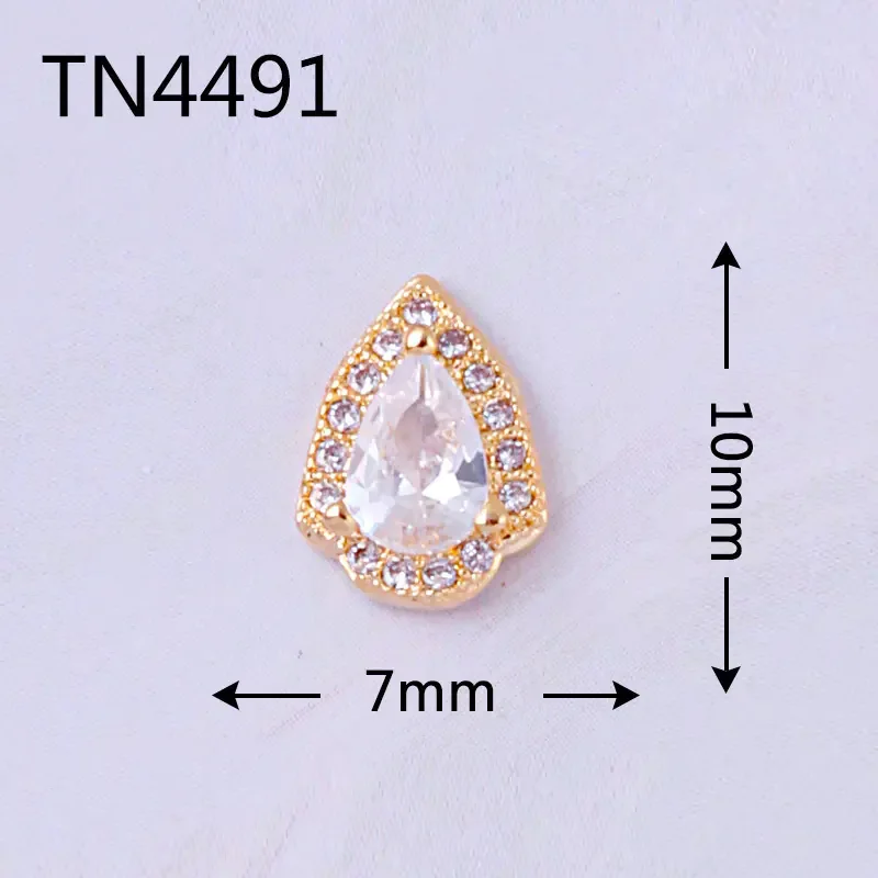 5pcs/lot TN4491 Water drop Alloy Zircon Nail Art Crystals nail jewelry Rhinestone nails accessories supplies decorations charms