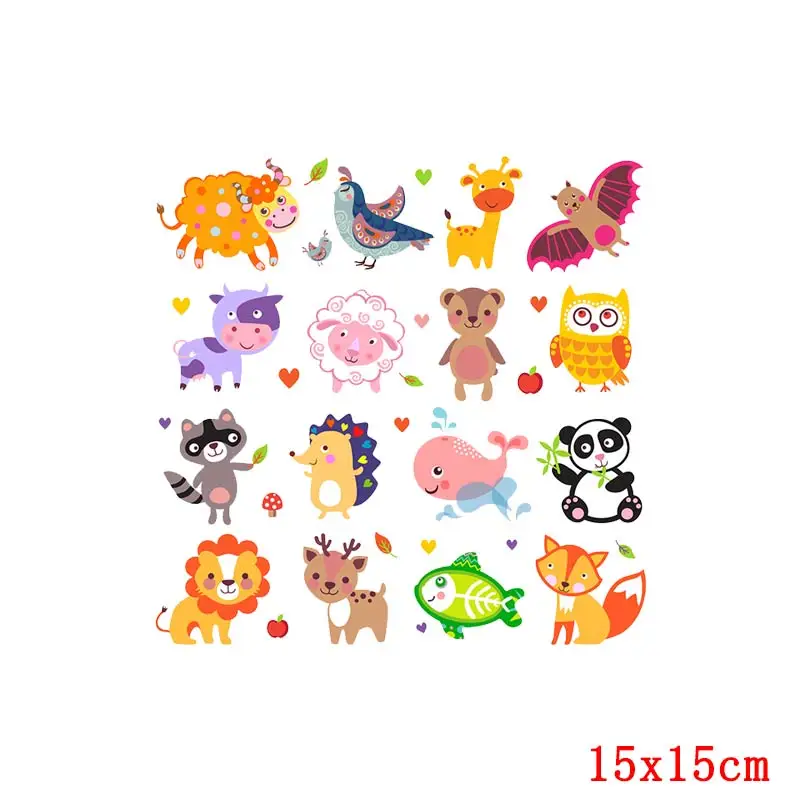 Prajna Cute Cartoon Iron On Transfer Patches Thermal Sticker Small Animal Applique Heat transfer Vinyl Patches For Clothes Kids