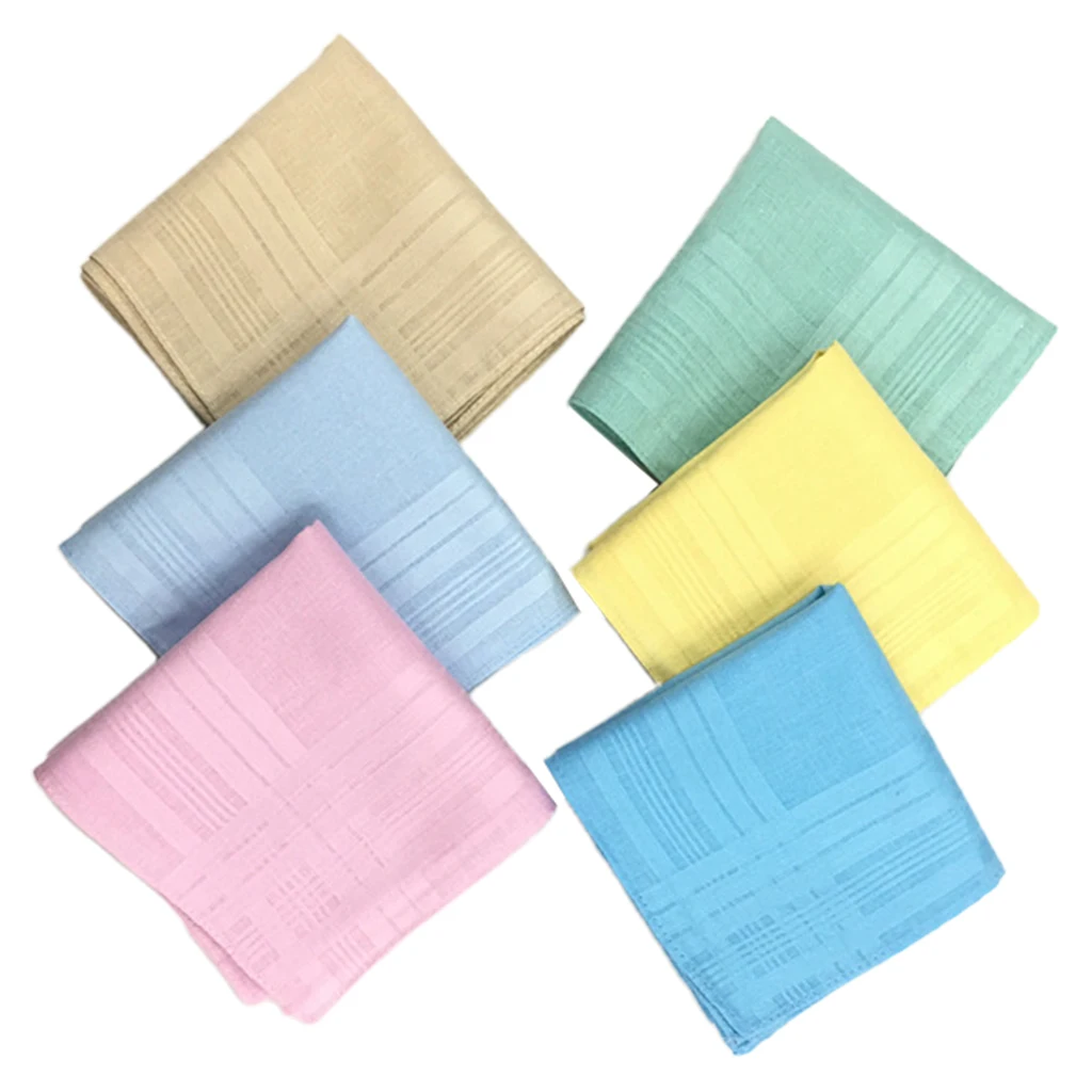 12x Pure Cotton Handkerchiefs Men Women Square Party Hankie Kerchiefs Towel Lot