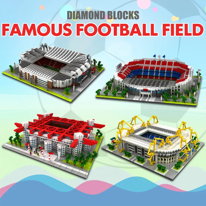 Mini Famous Architecture Football Field Building Blocks Soccer Camp Nou Signal Lduna Park Model bricks Toys for children