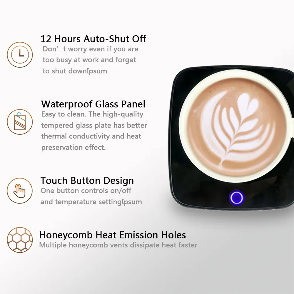 110V/220V Cup Heater Mug Warmer 3 Gear Smart Thermostatic Coaster Hot Plate Tea Makers Water Heating Pad for Coffee Milk Water