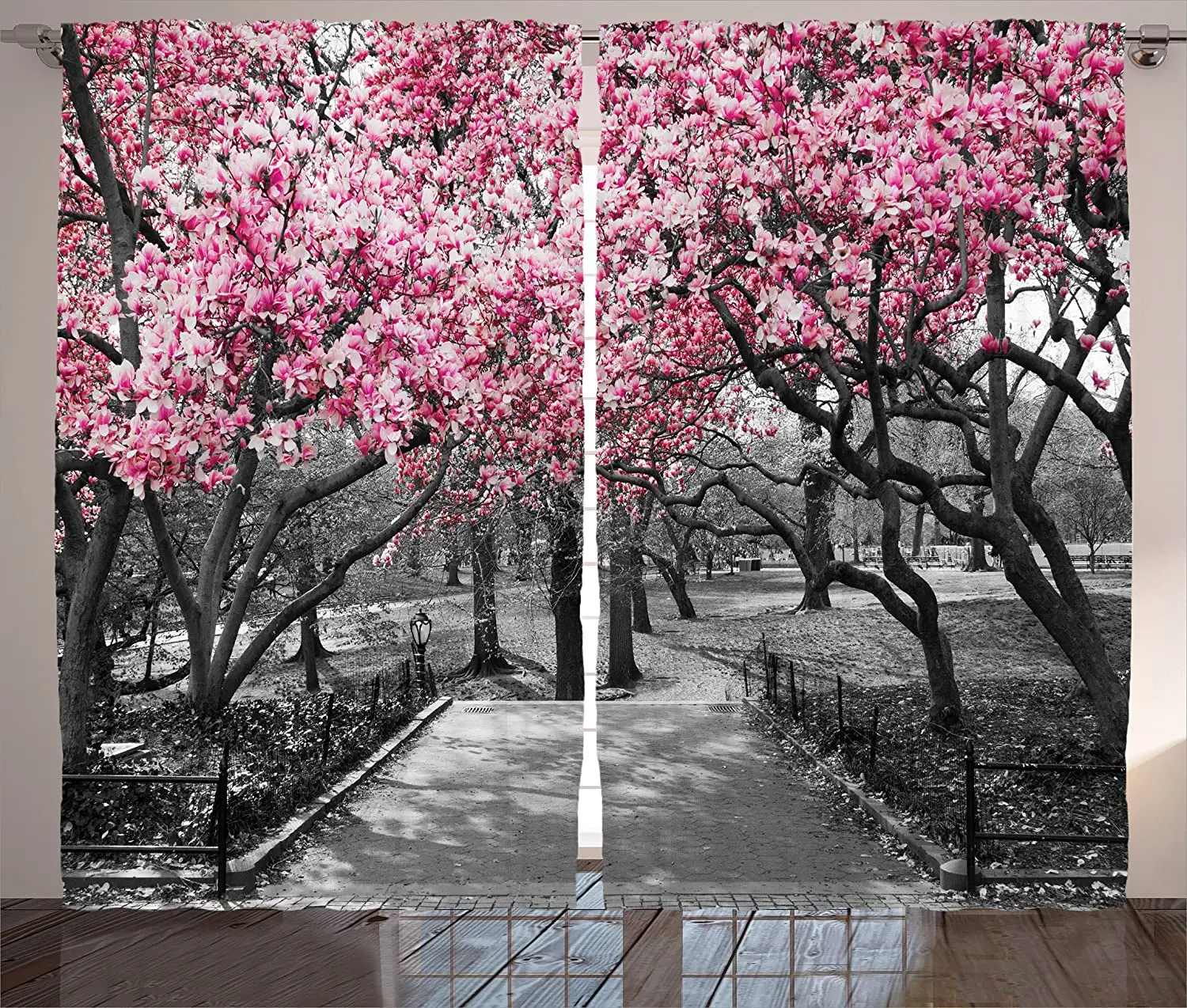 NYC Decor Collection Blossoms In Central Park Cherry Bloom Trees Forest Spring Springtime Landscape Picture Living Room Decor