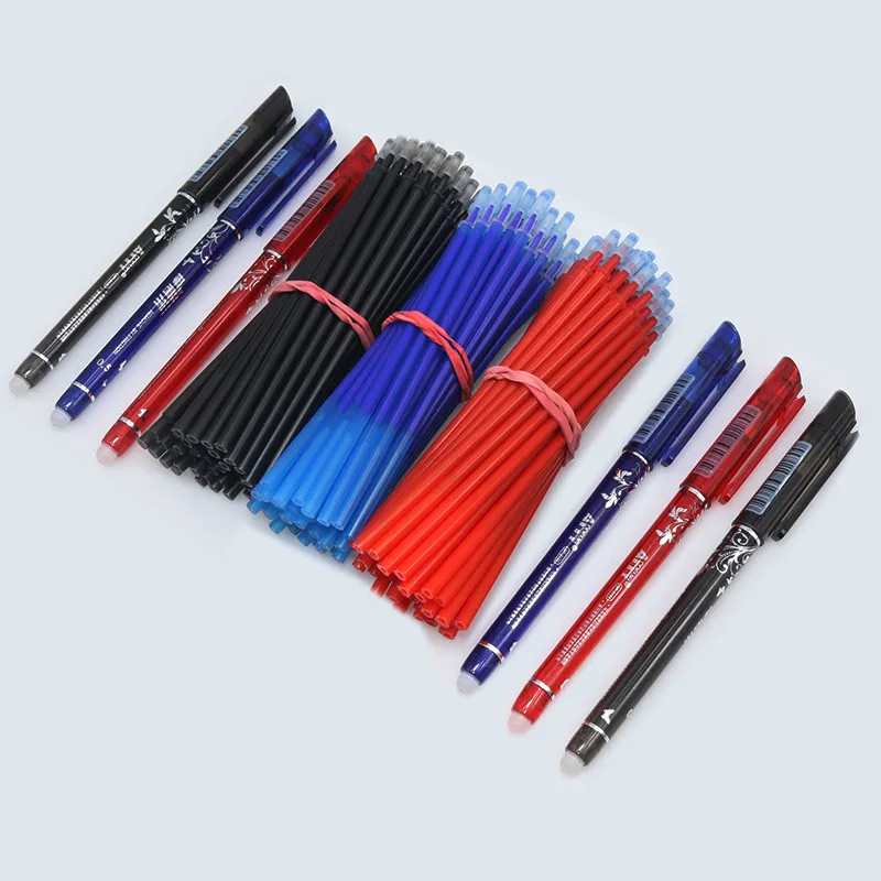 2+50Pcs/Set 0.5mm Blue Black Ink Gel Pen Erasable Refill Rod Erasable Pen Washable Handle School Writing Stationery Gel Ink Pen image 6