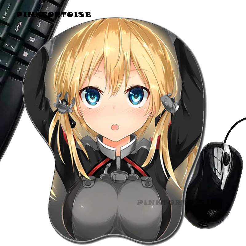 

PINKTORTOISE mousepad Anime prinz eugen environmental Silicon anime 3D mousepad chest Mouse Pad Ergonomic MousePad mat