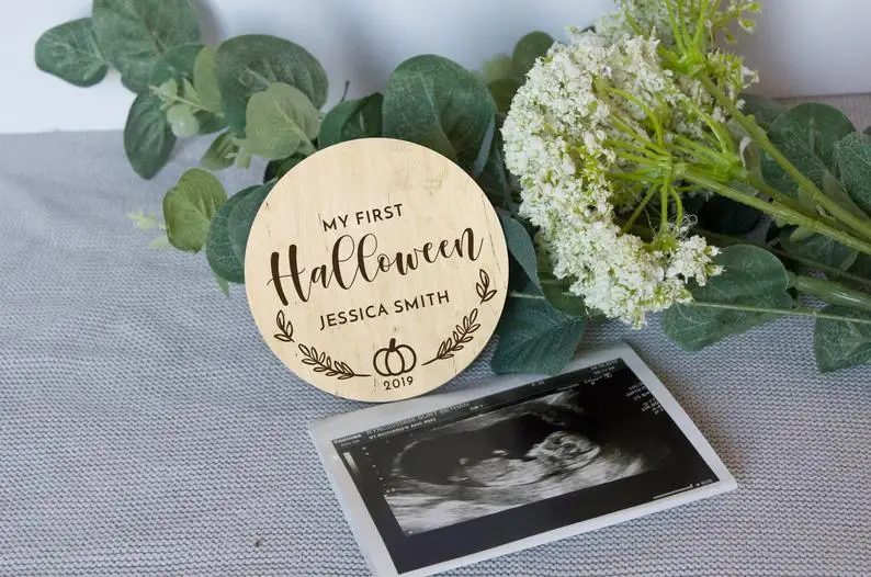 My first halloween baby milestone plaque, personalised halloween milestone plaque, babies first photo prop